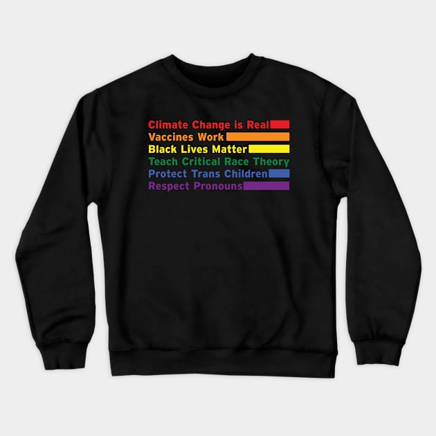 Climate Change, BLM, Critical Race, Trans Rights, Pronouns Crewneck Sweatshirt by LeftyVet